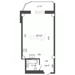 Продается апартаменты-студия, 36,4 м²