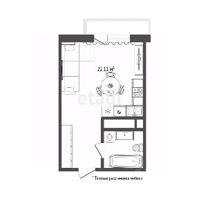 Продается студия, 22,2 м²