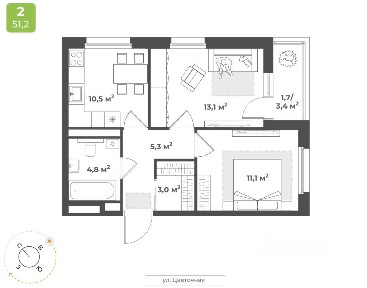 Продается 2-комн. квартира, 49,5 м²