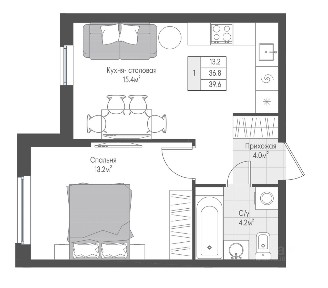 Продается 1-комн. квартира, 36,8 м²