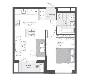 Продается 1-комн. квартира, 39,1 м²
