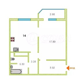 Продается 1-комн. квартира, 46,1 м²