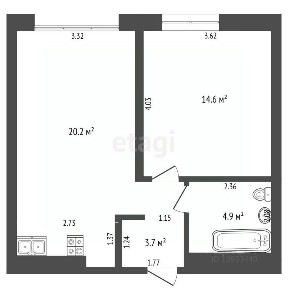 Продается 1-комн. квартира, 43,4 м²