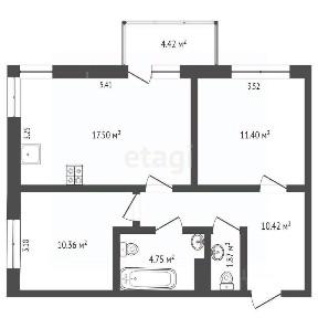 Продается 2-комн. квартира, 57,74 м²