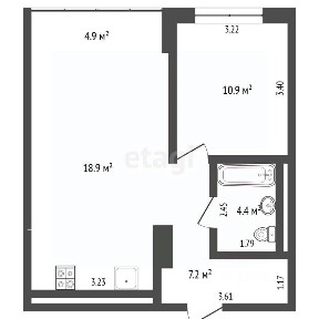 Продается 1-комн. квартира, 46,5 м²