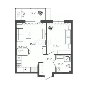 Продается 1-комн. квартира, 39,9 м²