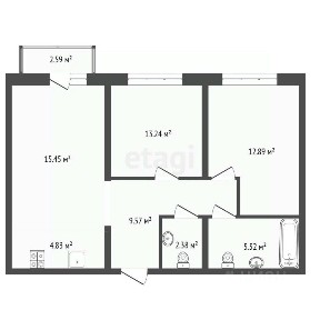 Продается 2-комн. квартира, 63,45 м²