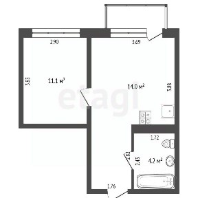 Продается 1-комн. квартира, 34,6 м²