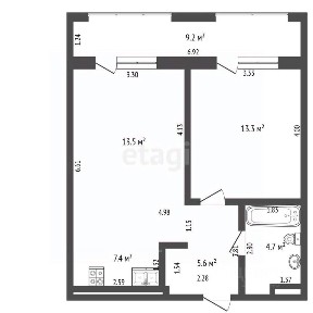 Продается 1-комн. квартира, 55 м²