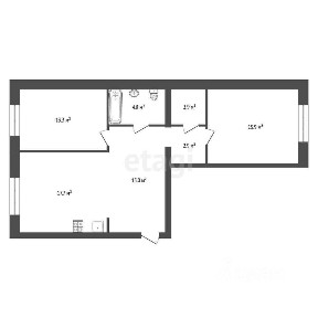 Продается 2-комн. квартира, 73,3 м²