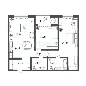 Продается 2-комн. квартира, 79,9 м²