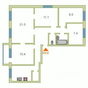 Продается многокомнатная квартира, 89,5 м²