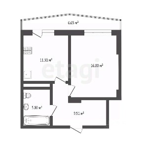 Продается 1-комн. квартира, 42,6 м²