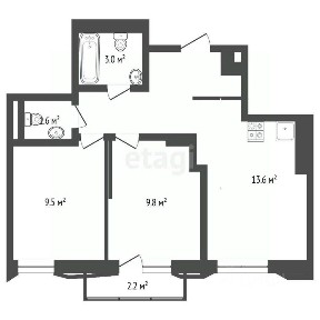 Продается 2-комн. квартира, 45,6 м²