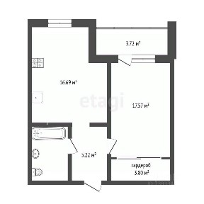 Продается 1-комн. квартира, 43,7 м²