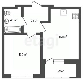 Продается 1-комн. квартира, 43,1 м²