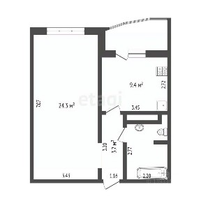 Продается 1-комн. квартира, 43,3 м²