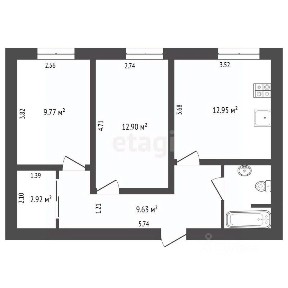 Продается 2-комн. квартира, 53,1 м²