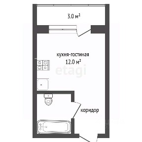 Продается студия, 15,8 м²