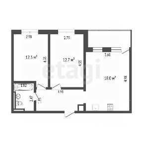 Продается 2-комн. квартира, 53,9 м²