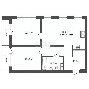 Продается 2-комн. квартира, 53,4 м²