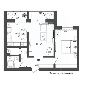 Продается 2-комн. квартира, 53,1 м²
