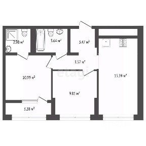 Продается 2-комн. квартира, 53,25 м²
