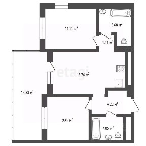 Продается 2-комн. квартира, 65,7 м²