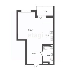 Продается студия, 41,7 м²
