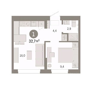 Продается 2-комн. квартира, 32,67 м²