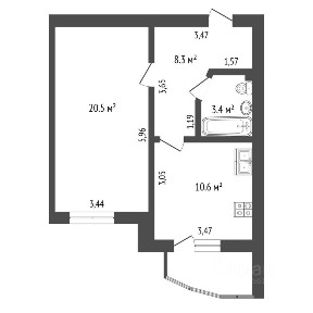 Продается 1-комн. квартира, 42,8 м²