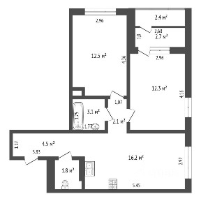 Продается 2-комн. квартира, 52,5 м²