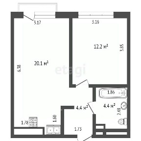 Продается 1-комн. квартира, 39 м²