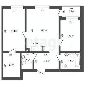 Продается 2-комн. квартира, 66,4 м²