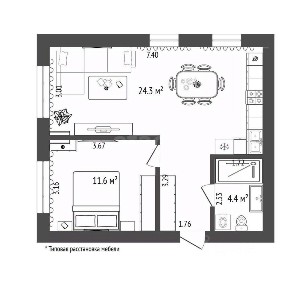Продается 1-комн. квартира, 45,2 м²
