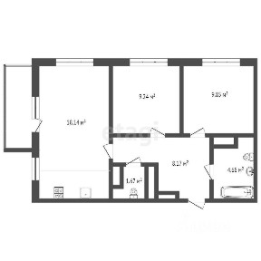 Продается 2-комн. квартира, 51,2 м²