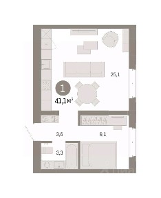 Продается 2-комн. квартира, 41,06 м²