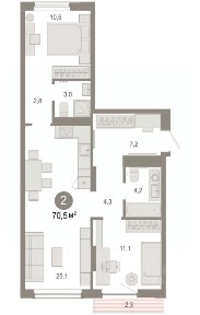 Продается 3-комн. квартира, 70,46 м²