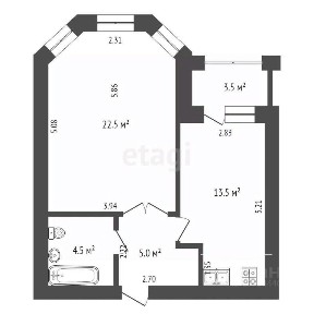 Продается 1-комн. квартира, 45,5 м²