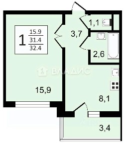 Сдается 1-комн. квартира, 32,4 м²