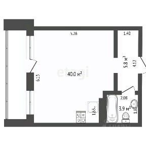 Продается студия, 40 м²