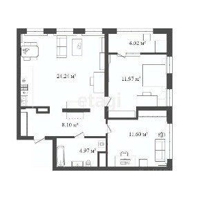 Продается 2-комн. квартира, 61,6 м²