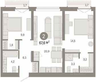 Продается 2-комн. квартира, 67,5 м²