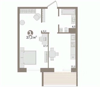 Продается 1-комн. квартира, 37,3 м²