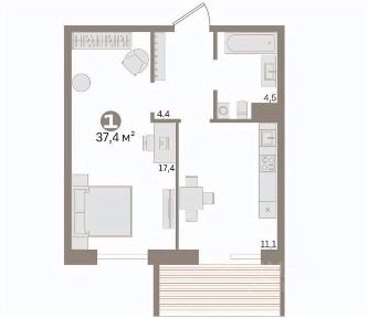 Продается 1-комн. квартира, 37,4 м²