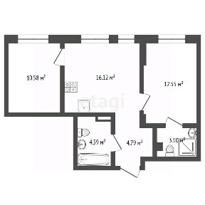Продается 2-комн. квартира, 51,7 м²
