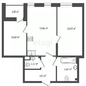 Продается 2-комн. квартира, 62 м²