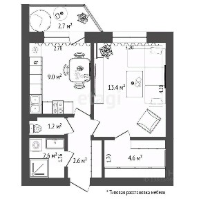 Продается 1-комн. квартира, 33,1 м²
