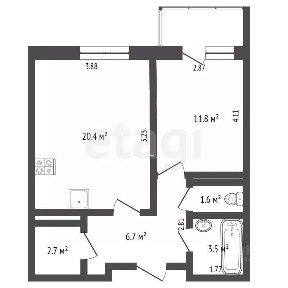 Продаются 1-комн. апартаменты, 46,7 м²