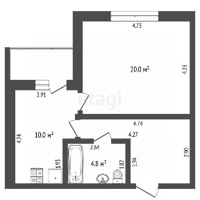 Продается 1-комн. квартира, 45,2 м²